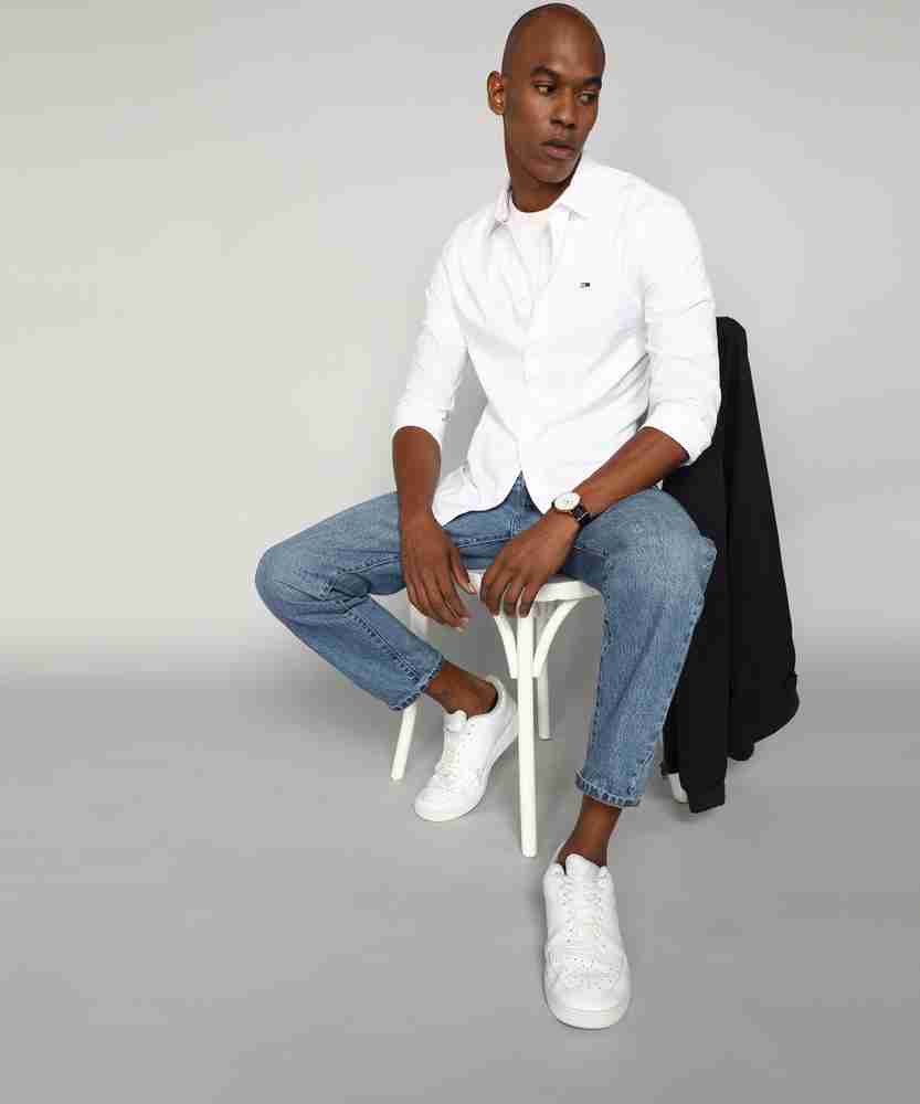 TOMMY HILFIGER Men Solid Casual White Shirt Buy TOMMY HILFIGER