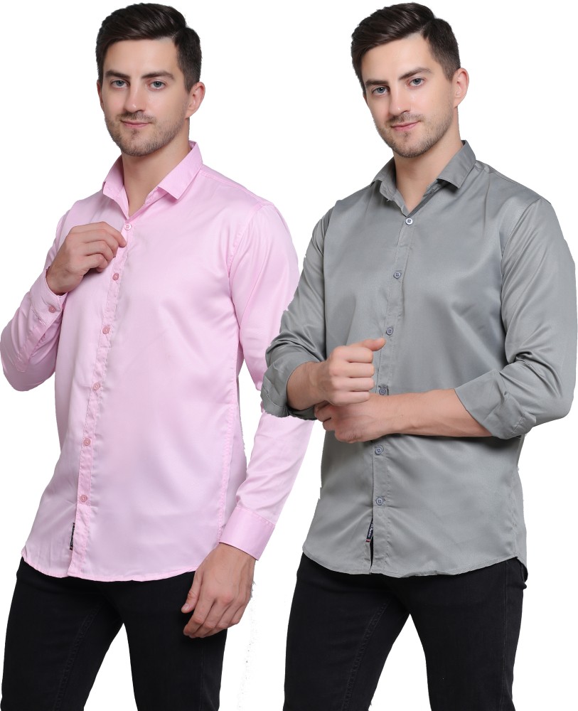 Inayat Fashion Men Solid Casual Pink, Grey Shirt - Buy Inayat