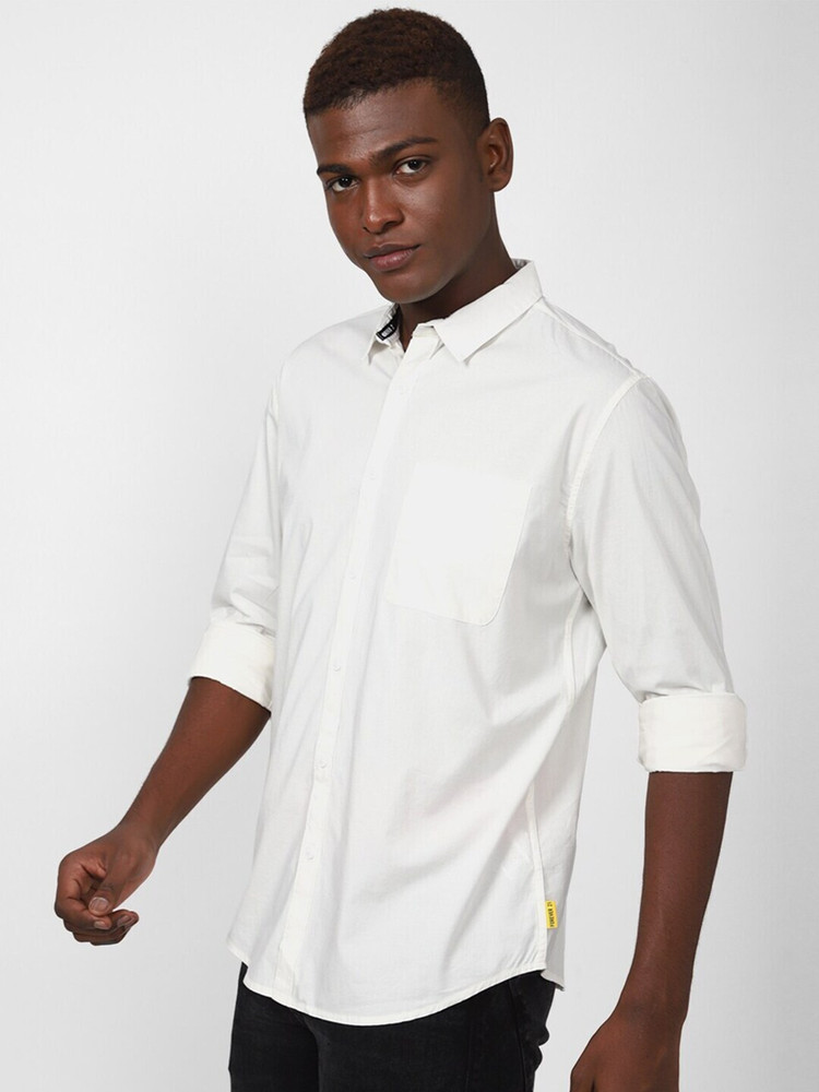 FOREVER 21 Men Solid Casual White Shirt Buy FOREVER 21 Men Solid