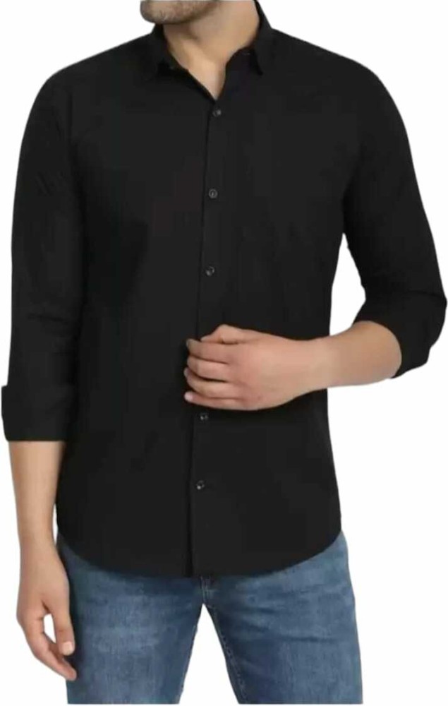 Buy UV FASHION Men Solid Casual Black Shirt Online at Best