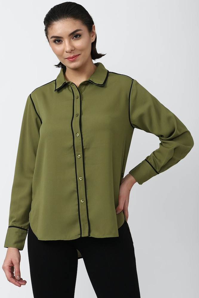 forever 21 green blouse