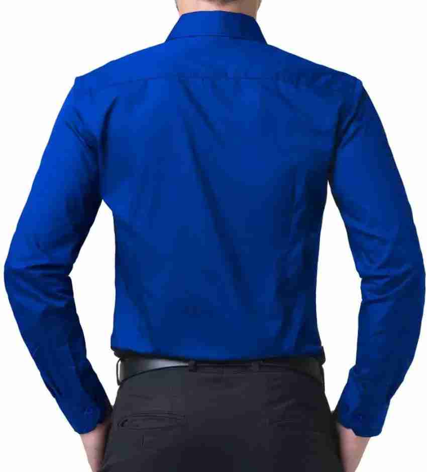 black and royal blue shirt