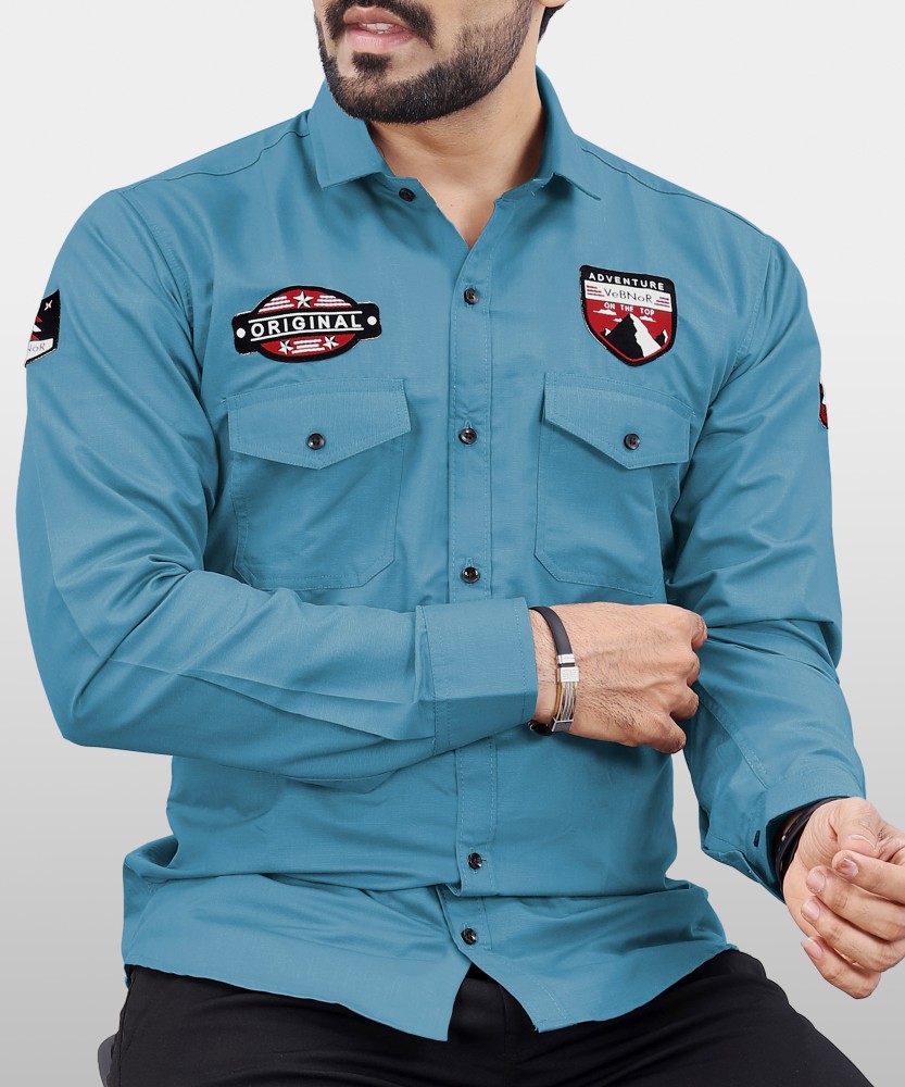 VeBNoR Men Solid Casual Light Blue Shirt - Buy VeBNoR Men Solid Casual Light  Blue Shirt Online at Best Prices in India