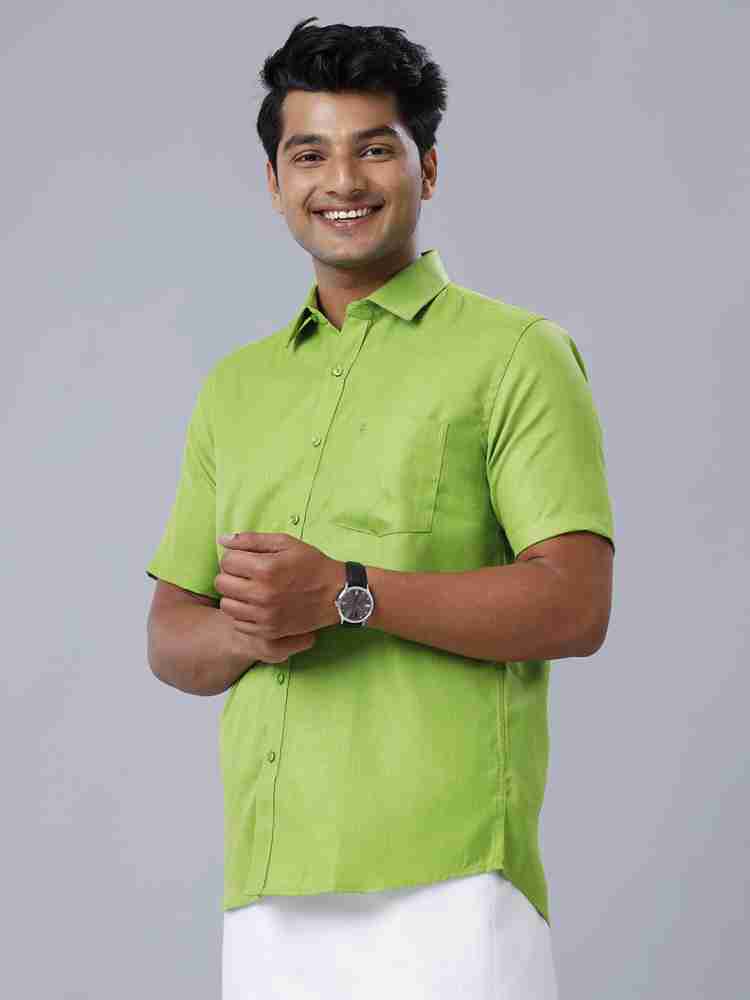 Ramraj Cotton Men Solid Casual Green Shirt - Buy Ramraj Cotton Men Solid  Casual Green Shirt Online at Best Prices in India