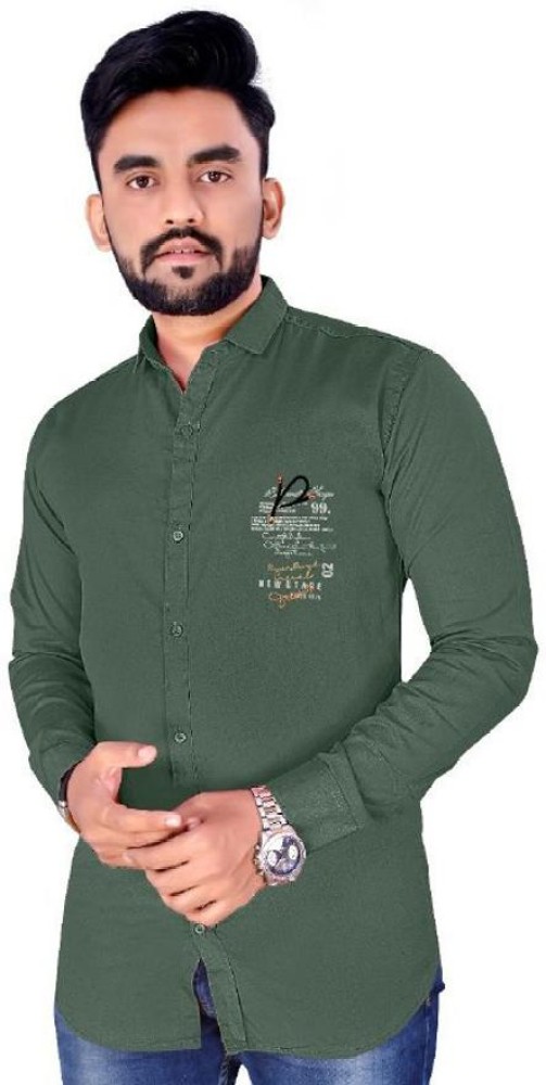 radhe fashion world Men Printed Casual Green Shirt - Buy radhe fashion  world Men Printed Casual Green Shirt Online at Best Prices in India