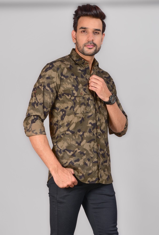 LOUIS MONARCH Men Military Camouflage Casual Multicolor Shirt