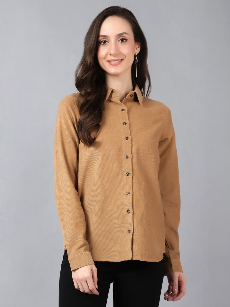 BANI WOMEN Women Solid Casual Beige Shirt - Buy BANI WOMEN Women