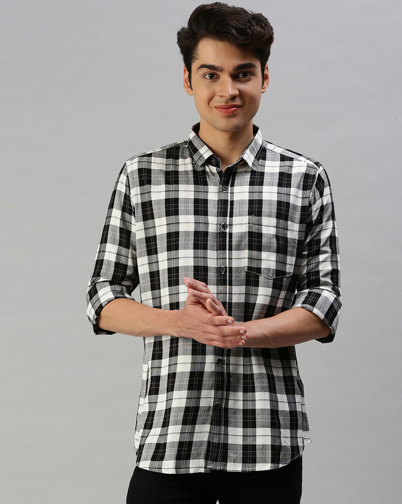 Cross Court Men Checkered Casual Black Shirt - Buy Cross Court Men  Checkered Casual Black Shirt Online at Best Prices in India | Flipkart.com