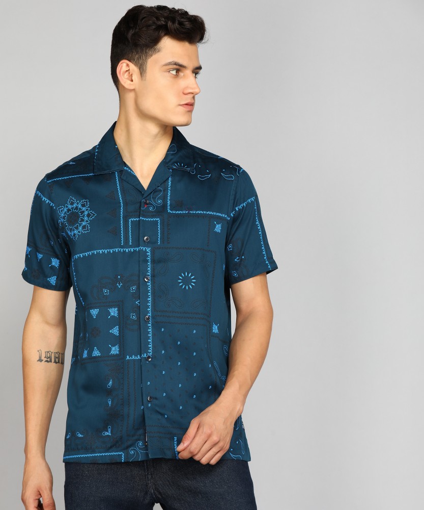 Allen Solly Men Printed Casual Blue Shirt - Buy Allen Solly Men