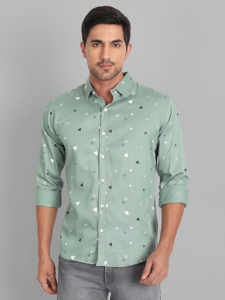 fohemr Mens Floral Shirt Casual Button Down Long Sleeve Flower Printed Shirt  100% Cotton Green Floral Print XX-Large - ShopStyle
