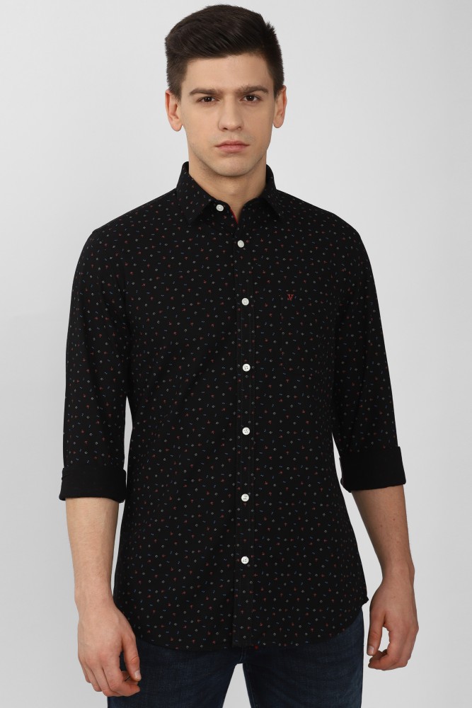 VAN HEUSEN Men Printed Casual Black Shirt - Buy VAN HEUSEN Men