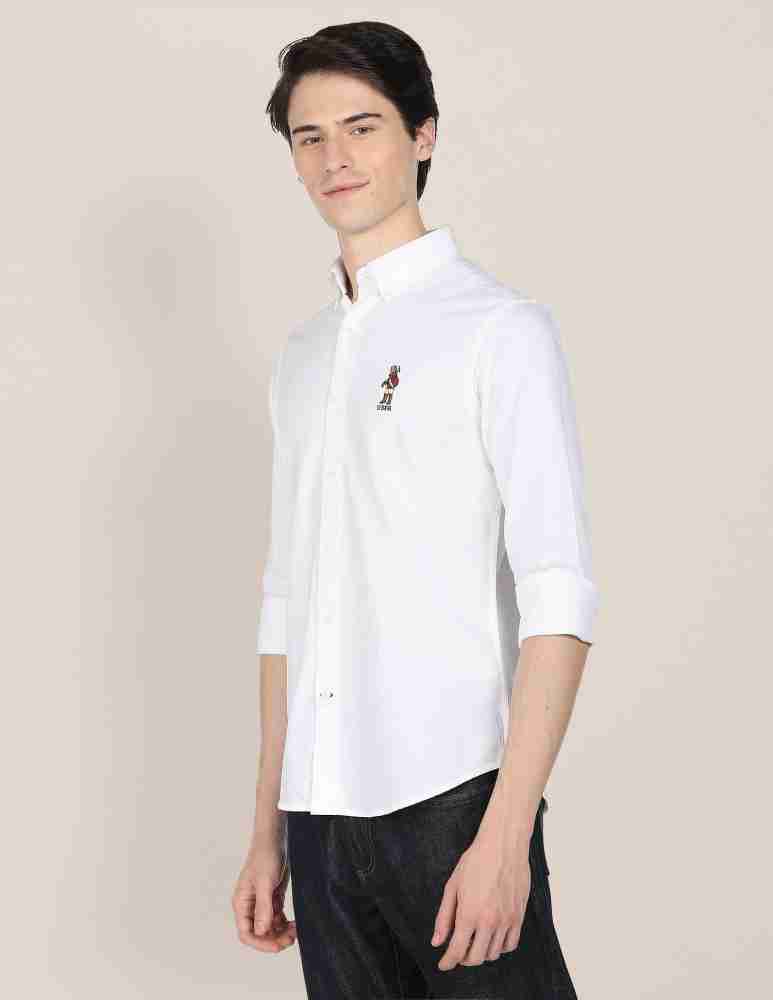 U.S. POLO ASSN. Men Solid Casual White Shirt - Buy U.S. POLO ASSN