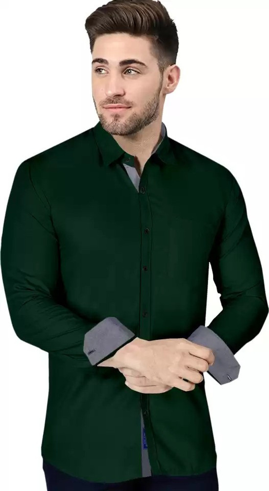 Bottle green shirt for men store