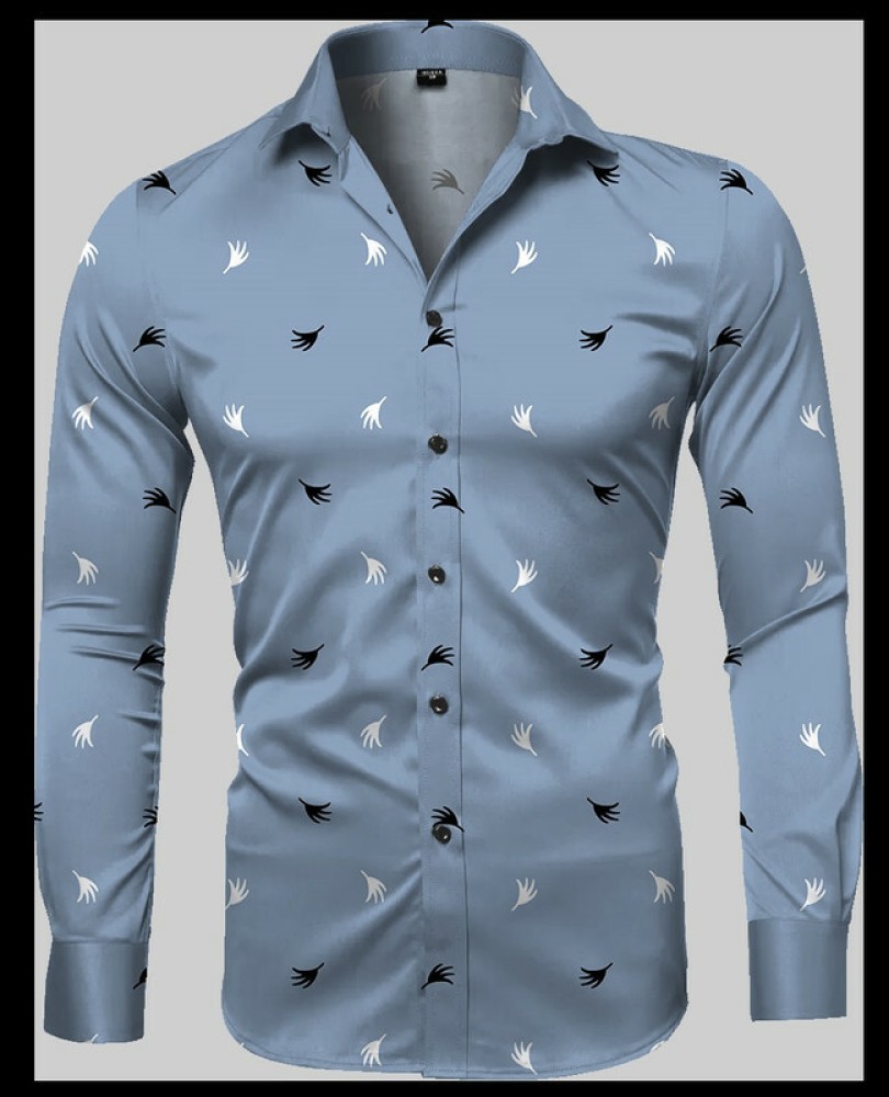 RAINBOWFASHIOSS Men Printed Casual Light Blue Shirt Buy RAINBOWFASHIOSS Men Printed Casual Light Blue Shirt Online at Best Prices in India Flipkart