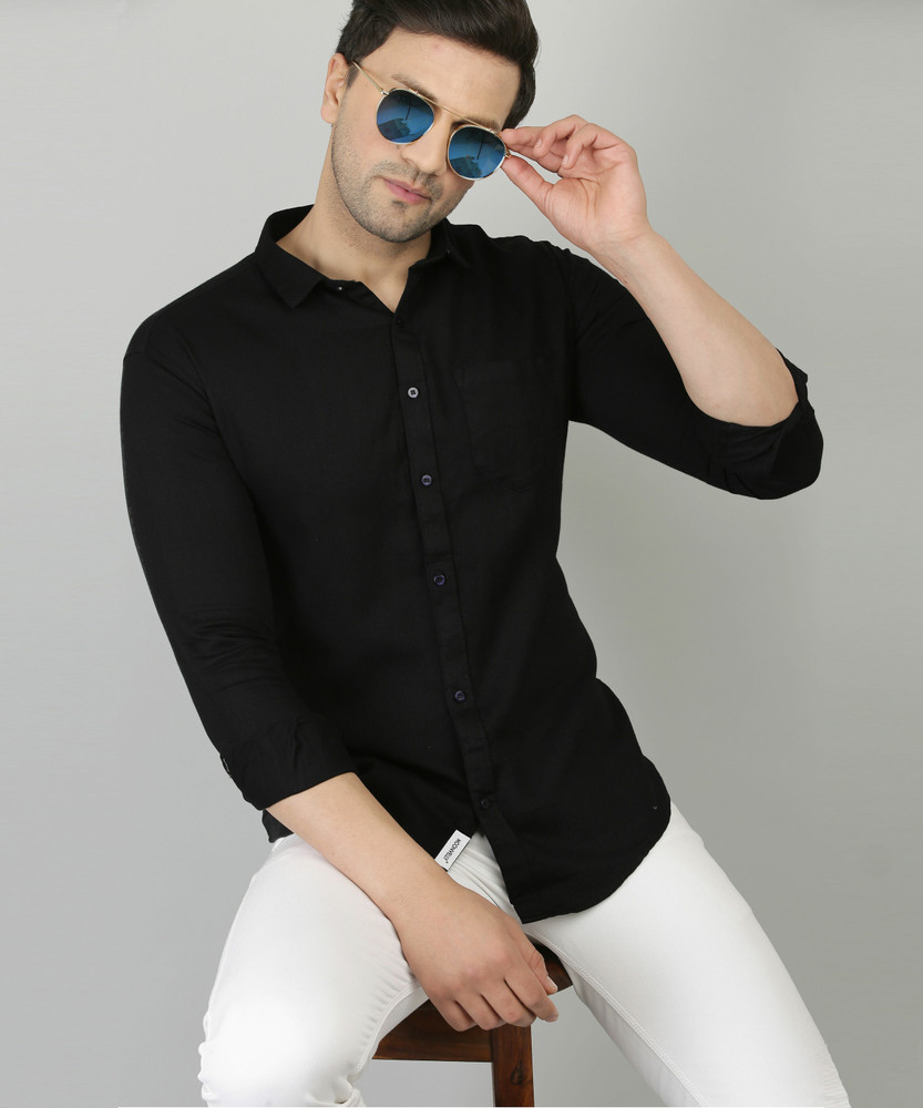 Moonvelly Men Solid Casual Black Shirt - Buy Moonvelly Men Solid Casual Black  Shirt Online At Best Prices In India | Flipkart.Com