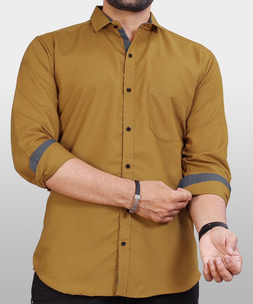 VeBNoR Men Solid Casual Yellow Shirt Buy VeBNoR Men Solid Casual