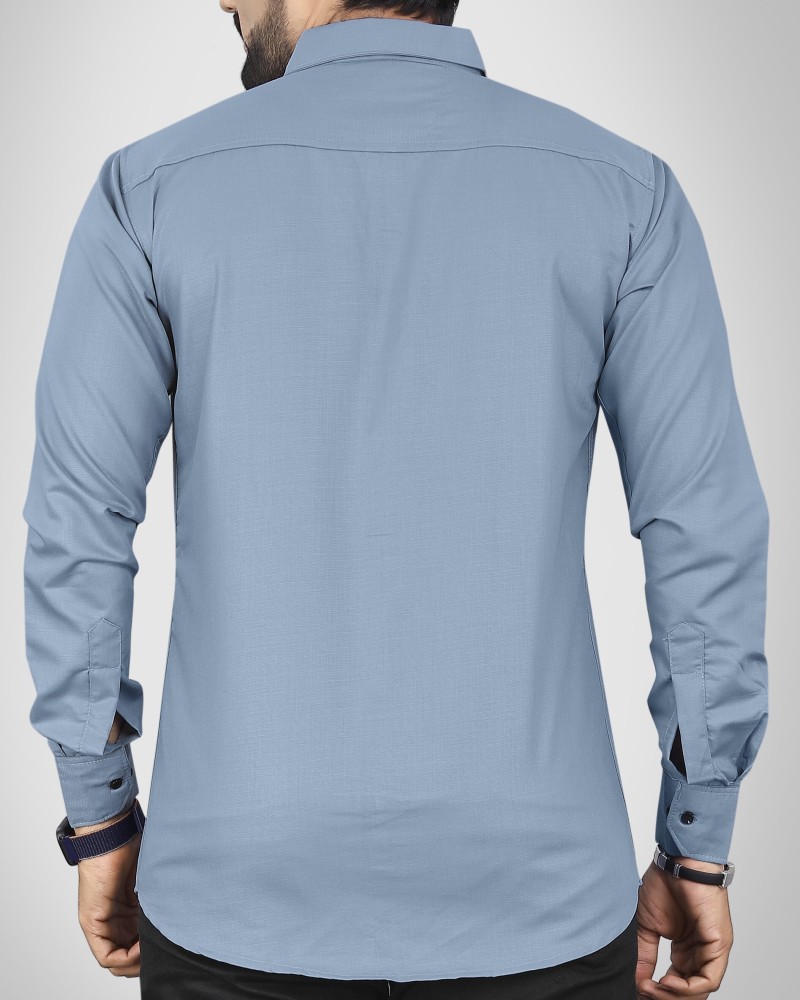 Expert Brand Men's Lenzing Modal Soft Casual MoCA V-Neck Long Sleeve  Plant-Based Shirt Light Blue