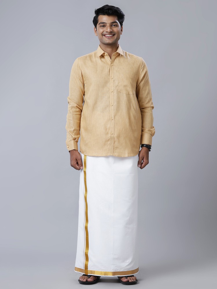 Ramraj Cotton Men Solid Casual Yellow Shirt - Buy Ramraj Cotton