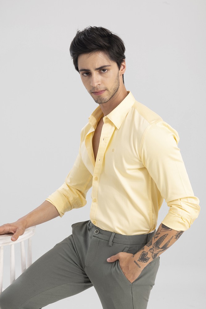 Mens light yellow sales shirt