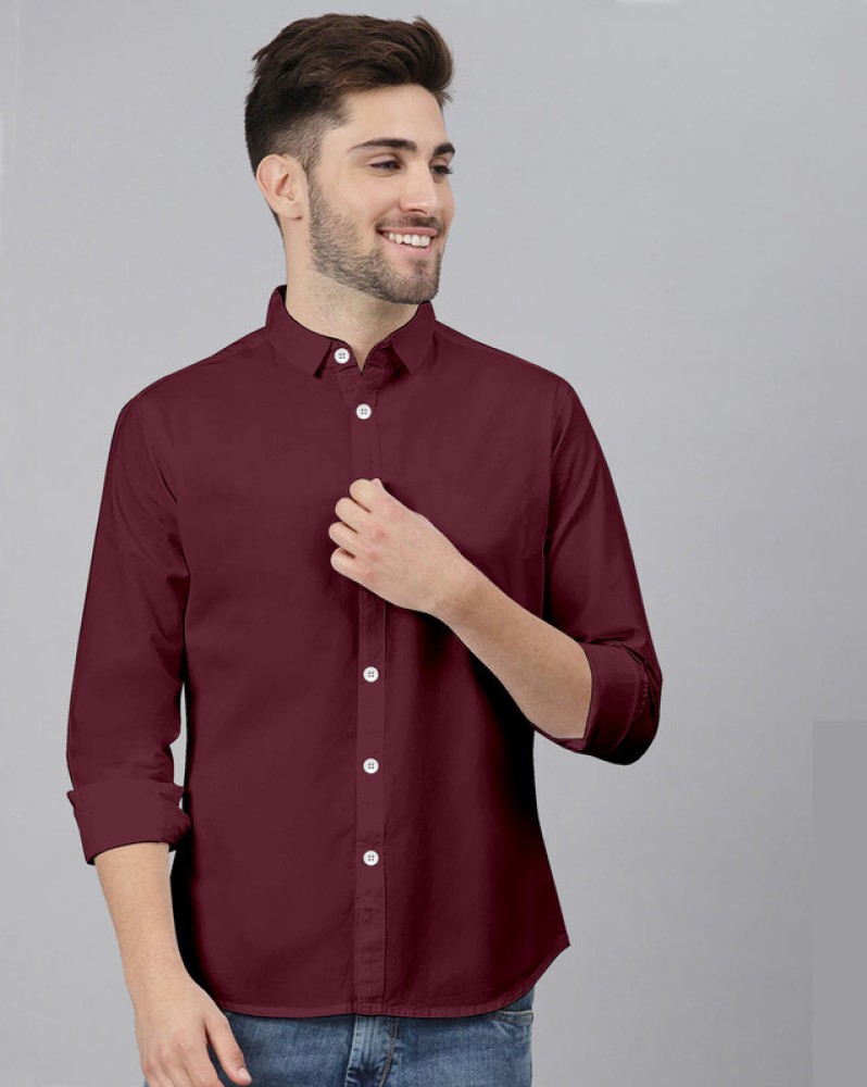 CHEAPSHIRTS Men Solid Casual Maroon Shirt Buy CHEAPSHIRTS Men