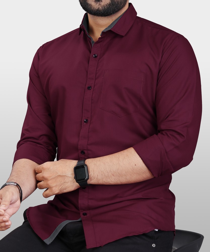 VeBNoR Men Solid Casual Maroon Shirt - Buy VeBNoR Men Solid Casual Maroon  Shirt Online at Best Prices in India