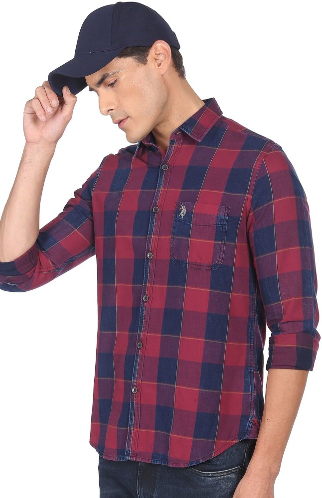 Checkered shop polo red