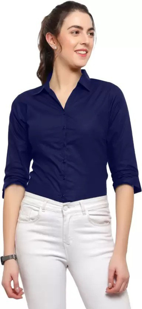 SHOPPYBUCKET Women Solid Formal Dark Blue Shirt Buy SHOPPYBUCKET Women Solid Formal Dark Blue Shirt Online at Best Prices in India Flipkart