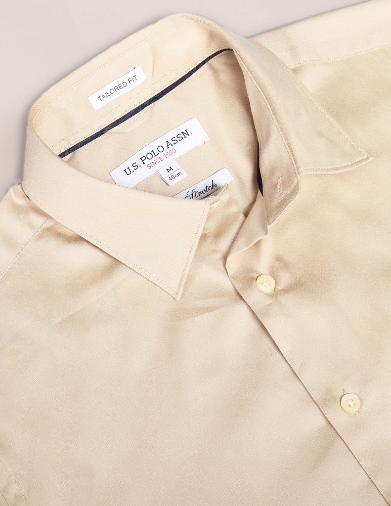 U.S. POLO ASSN. Men Solid Casual Beige Shirt - Buy U.S. POLO ASSN. Men  Solid Casual Beige Shirt Online at Best Prices in India
