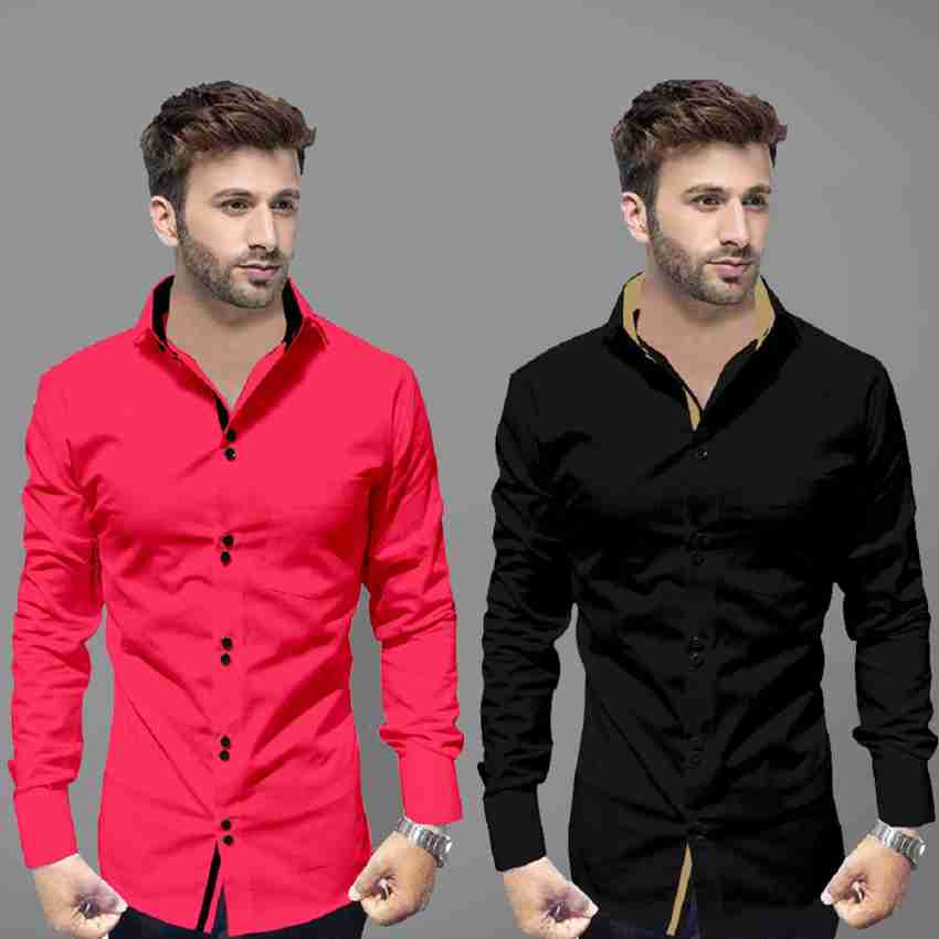 Jwala Men Solid Casual Pink, Black Shirt - Buy Jwala Men Solid Casual Pink, Black  Shirt Online at Best Prices in India