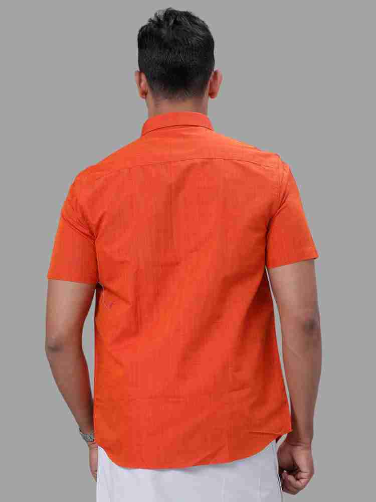 Ramraj Cotton Men Solid Casual Orange Shirt - Buy Ramraj Cotton Men Solid  Casual Orange Shirt Online at Best Prices in India