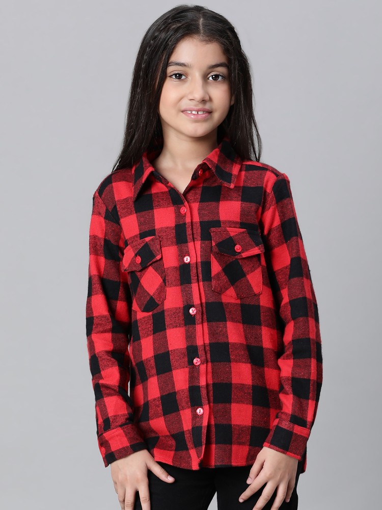 Girls red check shirts best sale