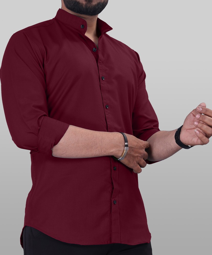 VeBNoR Men Solid Casual Maroon Shirt - Buy VeBNoR Men Solid Casual Maroon  Shirt Online at Best Prices in India