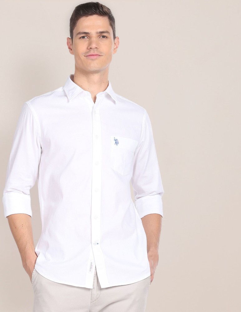 U.S. POLO ASSN. Men Solid Casual White Shirt - Buy U.S. POLO ASSN. Men  Solid Casual White Shirt Online at Best Prices in India