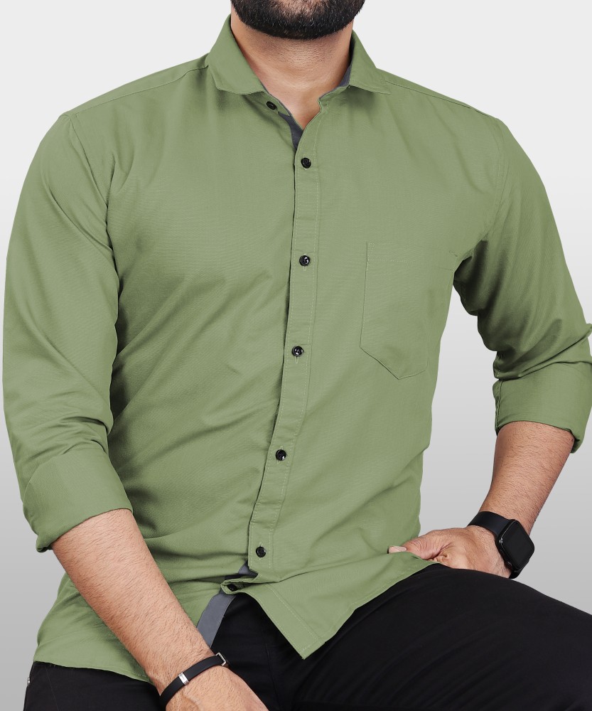 VeBNoR Men Solid Casual Light Green Shirt - Buy VeBNoR Men Solid Casual Light  Green Shirt Online at Best Prices in India