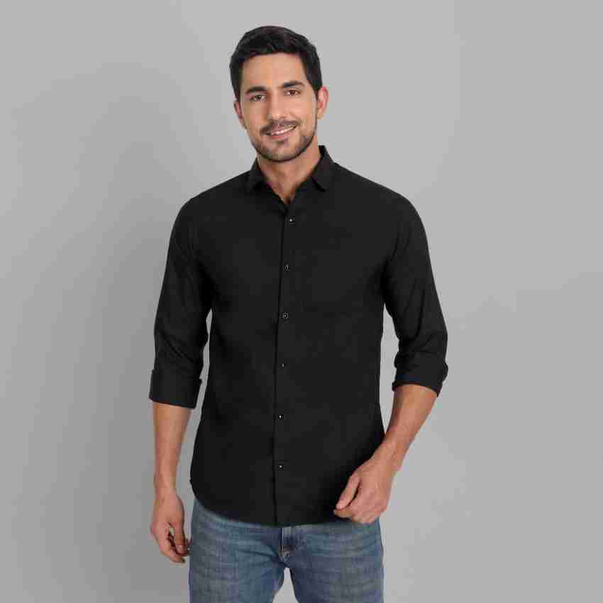 EVIQE Men Solid Casual Black Shirt - Buy EVIQE Men Solid Casual Black Shirt  Online at Best Prices in India