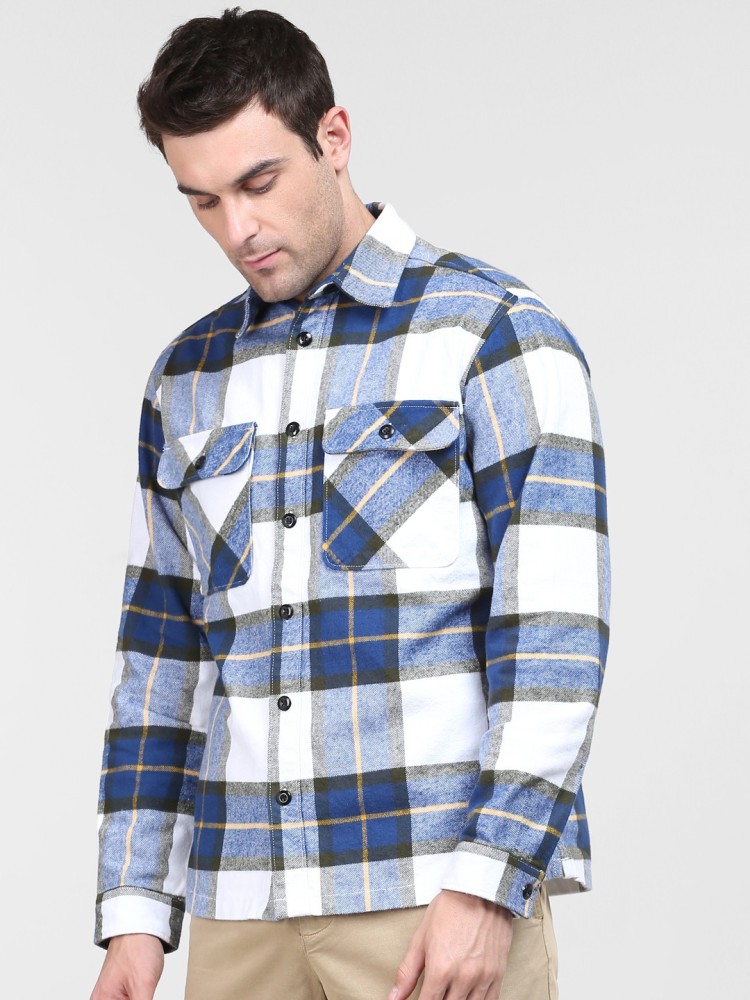 SELECTED HOMME Men Checkered Casual Blue Shirt - Buy SELECTED