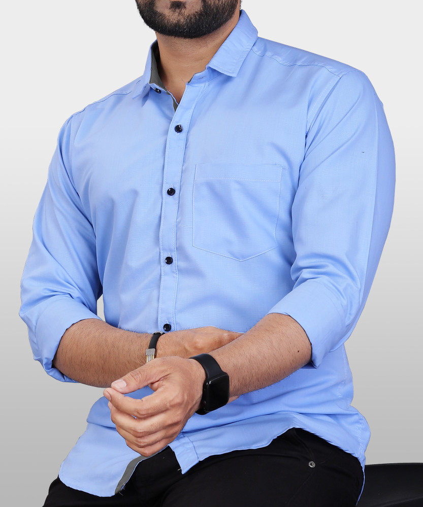 VeBNoR Men Solid Casual Light Blue Shirt Buy VeBNoR Men Solid