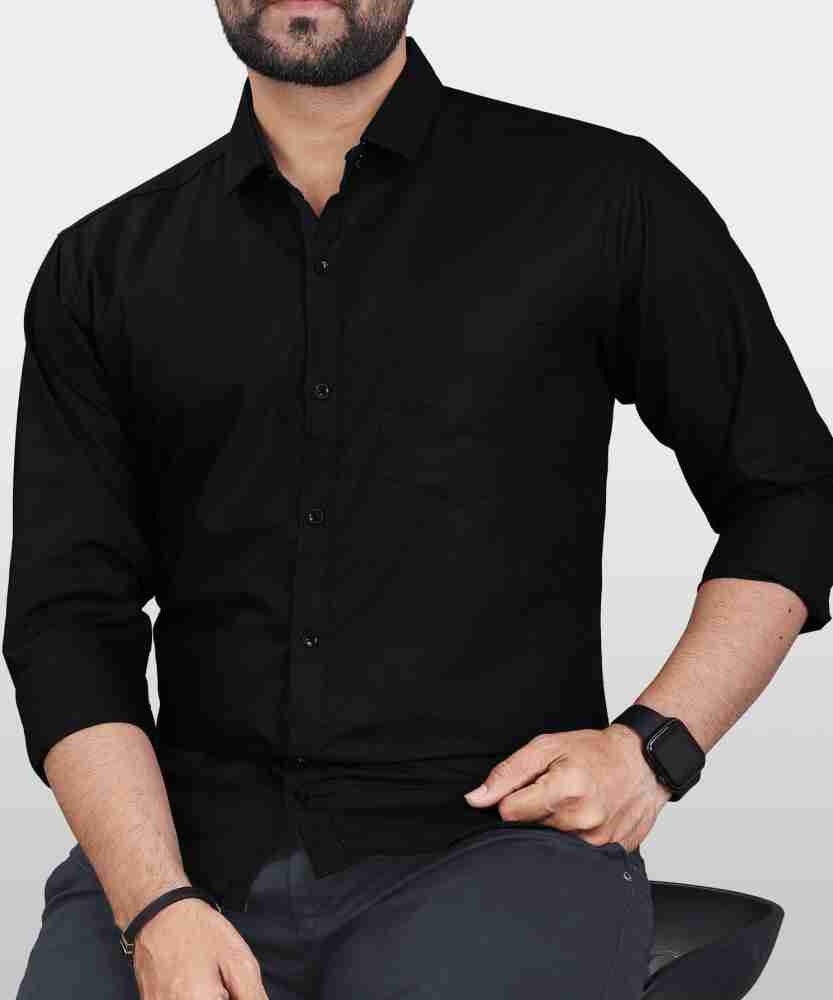 EVIQE Men Solid Casual Black Shirt - Buy EVIQE Men Solid Casual
