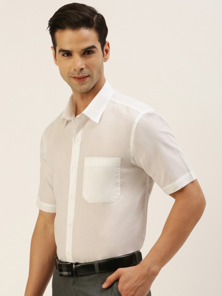 Ramraj Cotton Mens Full Sleeve Formal Poly Cotton White Shirt