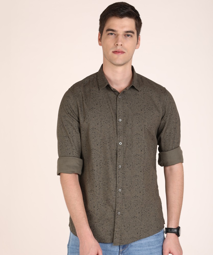 METRONAUT by Flipkart Men Printed Casual Dark Green Shirt