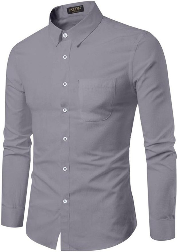 Mens grey button down dress shirt cheap