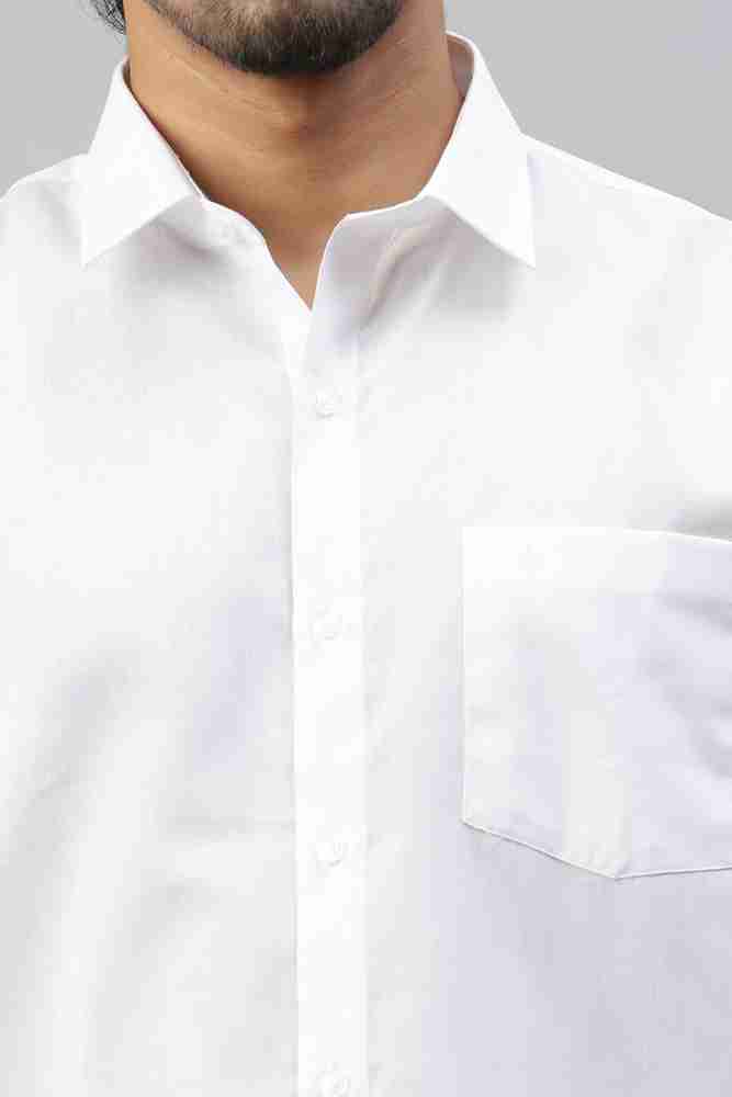 RAMRAJ COTTON Mens Cotton Solid White Full Sleeve Casual Shirt (40