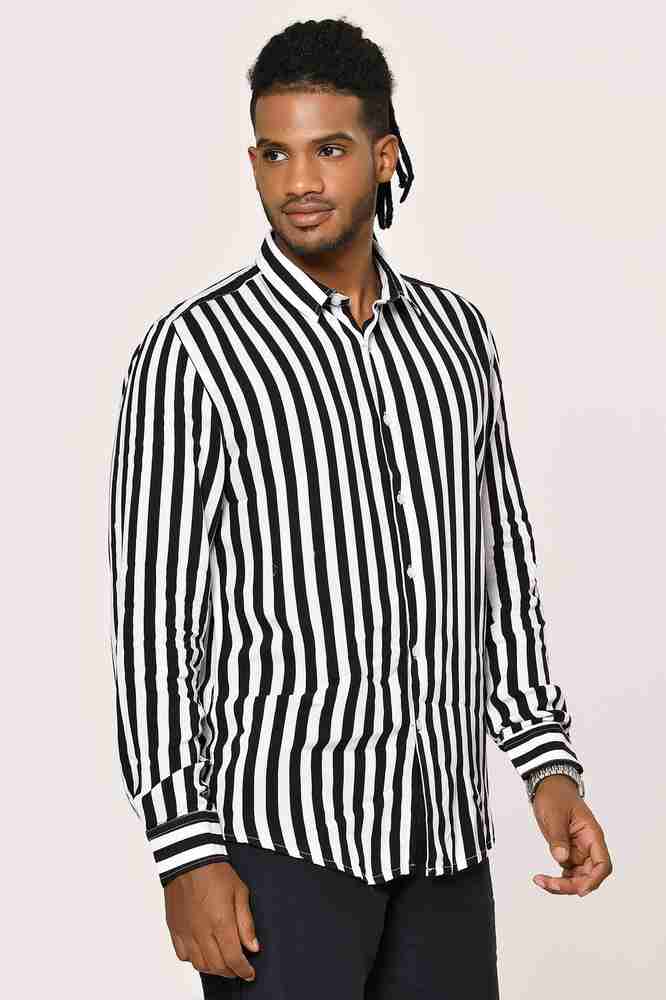 Black and white striped shirt long sleeve outlet mens