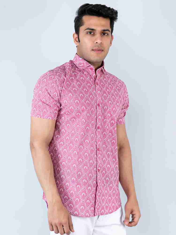 Buy Tistabene Pink Denim Fabric Solid Shirt (Large) Online at Best