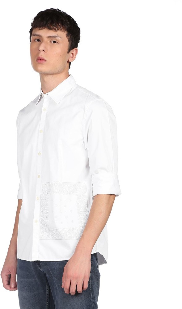 Calvin Klein Jeans Men Printed Casual White Shirt - Buy Calvin Klein Jeans  Men Printed Casual White Shirt Online at Best Prices in India