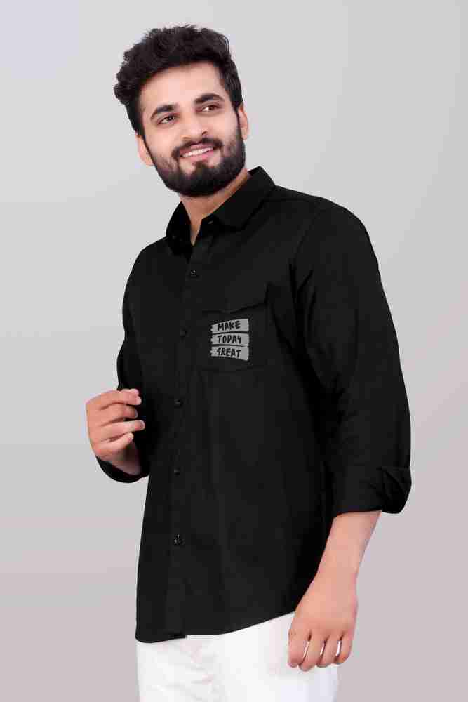 CROWN WORLD Men Solid Casual Black Shirt Buy CROWN WORLD Men