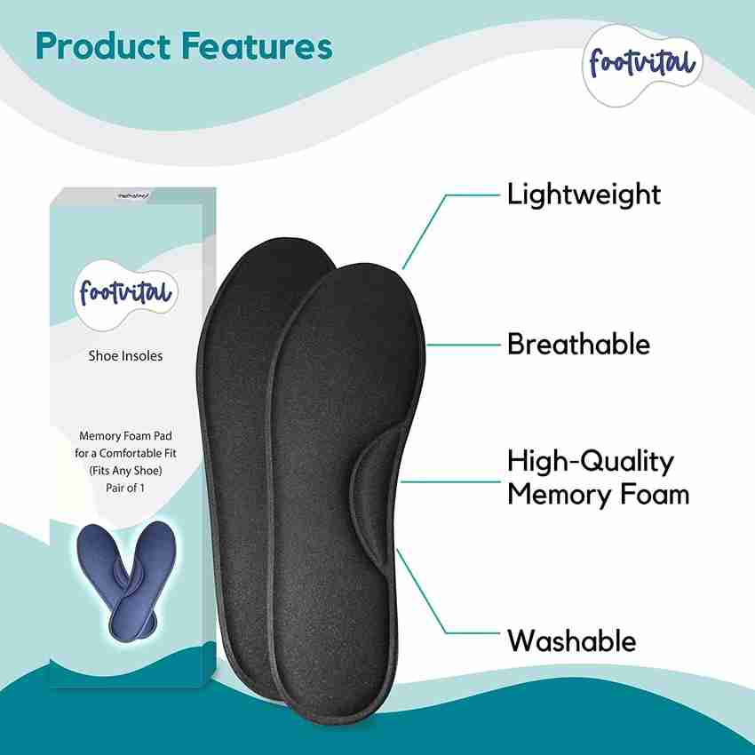 Foot Vital Memory Foam Shoe Insoles Comfortable Insoles Supports