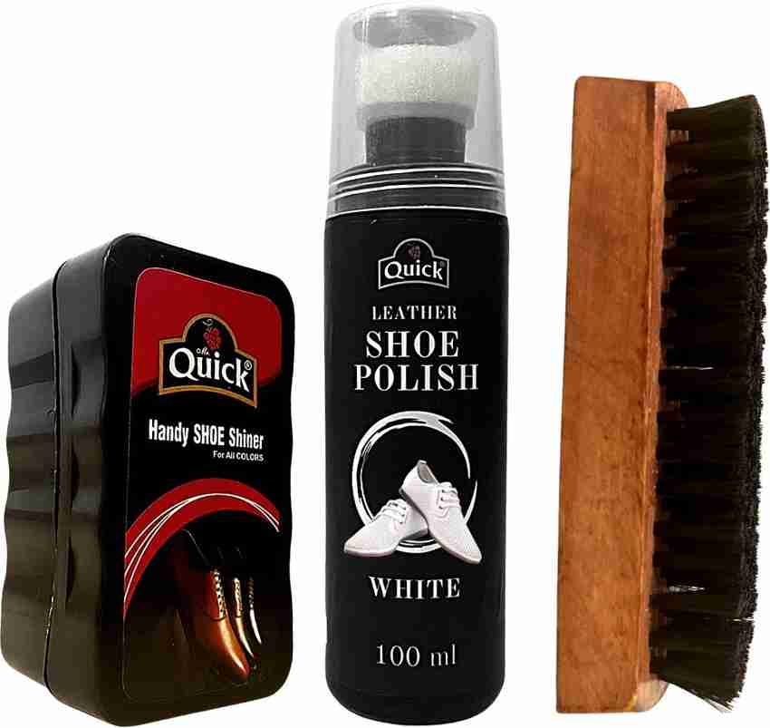 QUICK LS Liquid Shoe Polish Color White 100 ML Shoe Shiner and