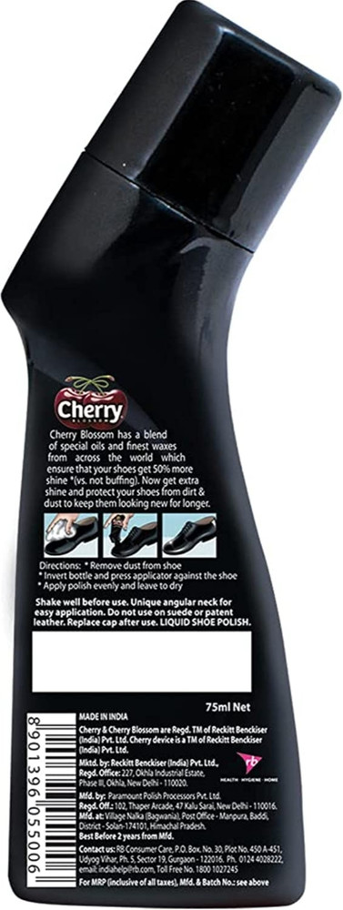 Cherry Blossom Liquid Shoe Polish Black 75ml Pack of 1 50