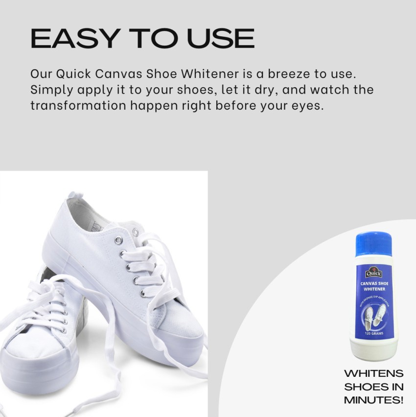 Quick Canvas Shoe Whitener, Pack of 2 (2 x 120 ML), Improved Formulation  Canvas Shoe Liquid Polish Price in India - Buy Quick Canvas Shoe Whitener